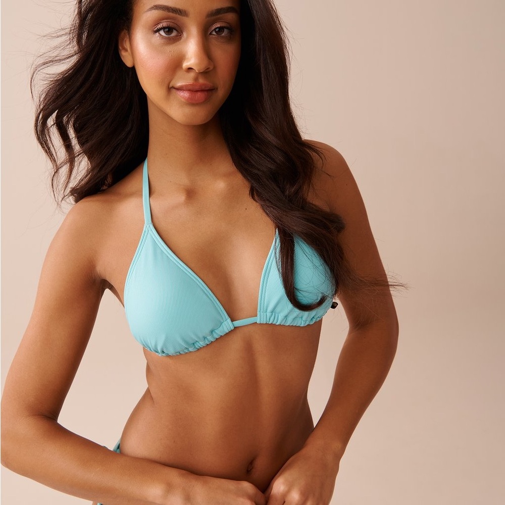 La Vie En Rose Aqua Halter Bikini Top